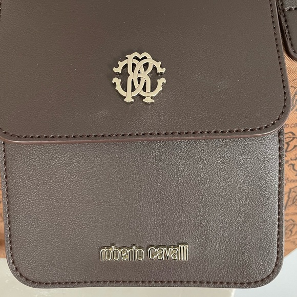 Roberto Cavalli Brown Large Nylon Luxury Designer Shopper Tote - Picture 3 of 14